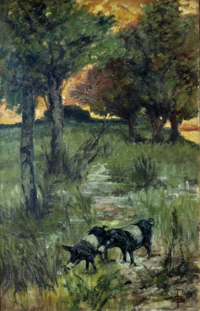 Pigs on Pasture by Giovanni Fattori