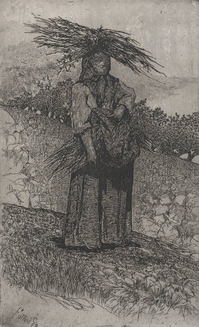 Peasant Woman Gathering Sticks by Giovanni Fattori