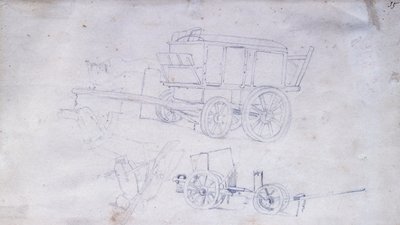 Two Carts and Two Soldiers by Giovanni Fattori