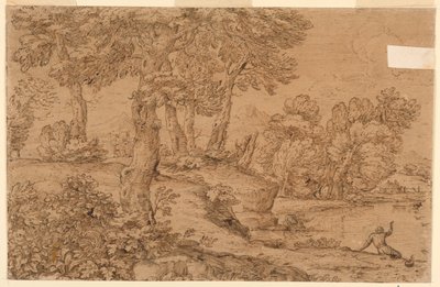 Wooded Landscape with a Pond by Giovanni Francesco Grimaldi