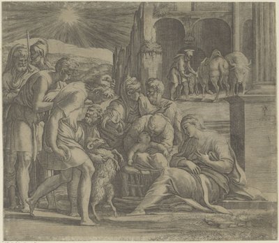 Adoration by the Shepherds by Giovanni Jacopo Caraglio