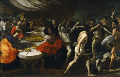 Gladiator Fights at a Banquet by Giovanni Lanfranco