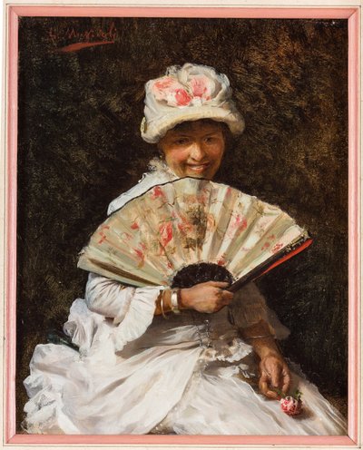 Lady with Fan by Giovanni Muzzioli