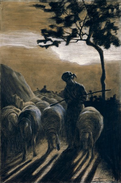 Flock on Road by Giovanni Segantini