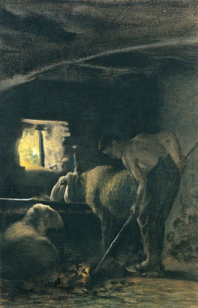 In stable by Giovanni Segantini