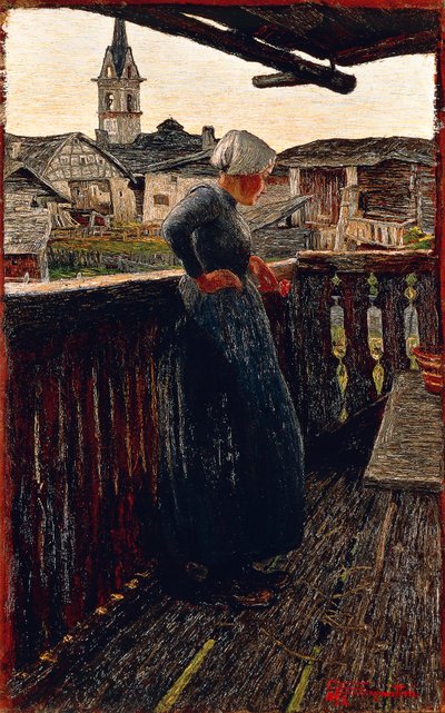 On Balcony by Giovanni Segantini
