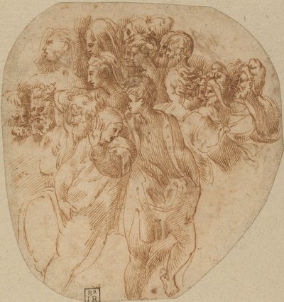 Figures Studies (recto) by Girolamo Mazzola Bedoli