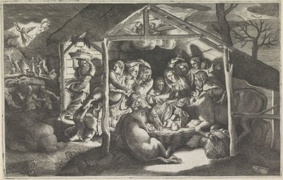 Adoration by the Shepherds by Giulio Bonasone