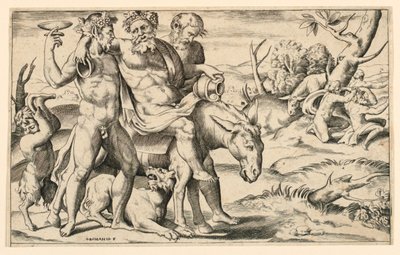 Silenus Riding on an Ass by Giulio Bonasone