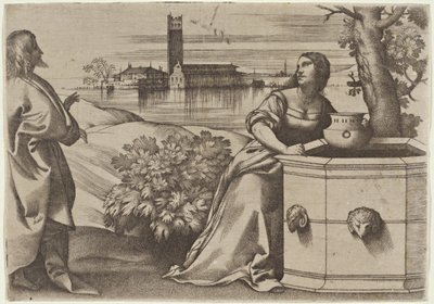 Christ and the Samaritan Woman by Giulio Campagnola