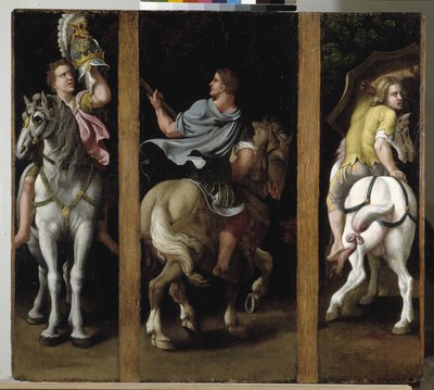 Three Roman Soldiers Riding by Giulio Romano
