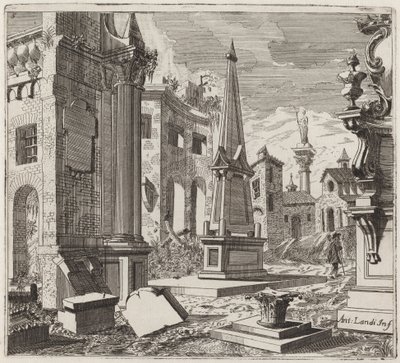 Fantastic Townscape with Ruins by Giuseppe Antonio Landi