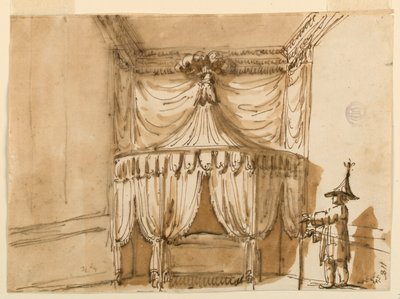 Bed Alcove with a Figure by Giuseppe Barberi