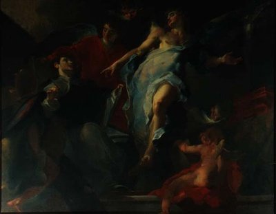 St. Thomas surrounded by angels by Giuseppe Bazzani