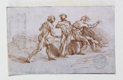 Three Nude Men by Giuseppe Bernardino Bison