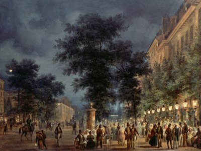 Cafe in Paris at Night by Giuseppe Canella
