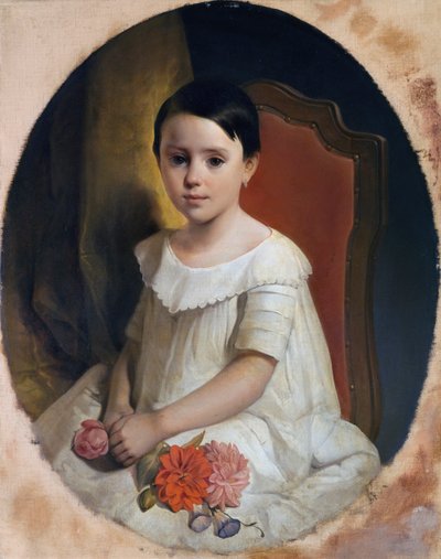 Little Girl with Flowers by Giuseppe Mazza