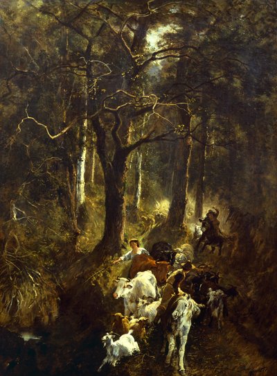 Grazing in Fontainebleau by Giuseppe Palizzi