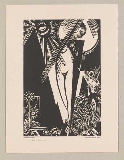 Standing Woman, Sun, Moon, and Flowers by Gottfried Graf