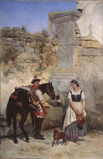 Scene at the Well, 1890 by Gottfried Willewalde