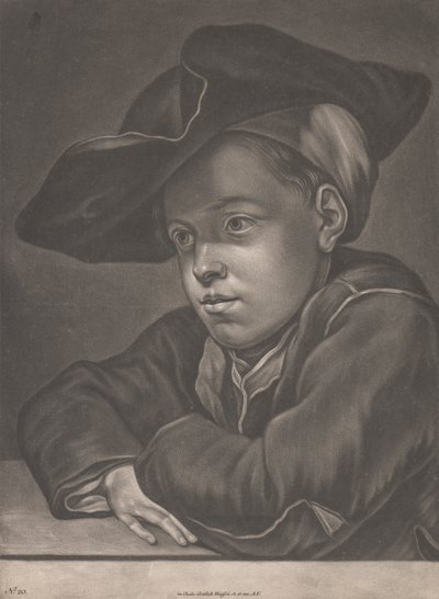Boy Seated at a Table by Gottlieb Heiss