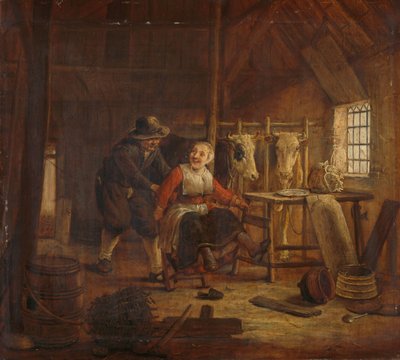 Flirtation in a Cowshed by Govert Dircksz. Camphuysen