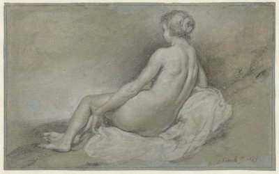 Seated Female Nude, Seen from the Back by Govert Flinck