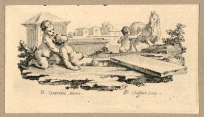 A Girl Being Pulled Off the Grave by Gravelot