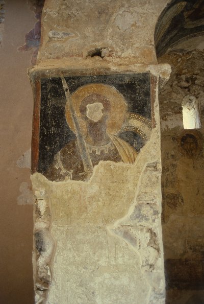 Defaced frescoes in the Church of the Panayia by Greek