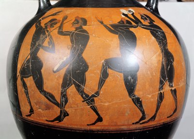 Attic Black-figure amphora depicting athletes by Greek School