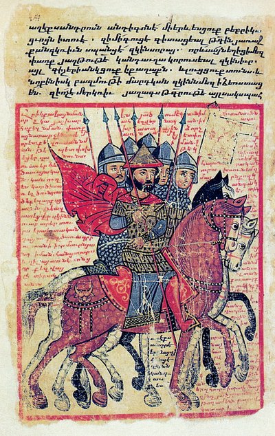 Military scene from a fourteenth-century Armenian manuscript by Greek School