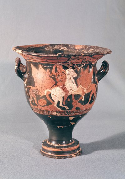 Red-figure krater depicting amazons and griffins by Greek School
