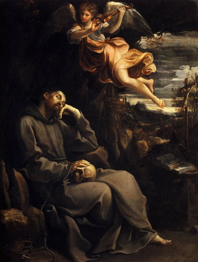 Saint Francis Consoled by the Musical Angel by Guido Reni