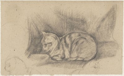 Lying Cat Facing Left by Guillaume Anne van der Brugghen