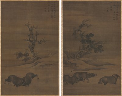 Herdboys and Buffalo in Landscapes by Guo Min