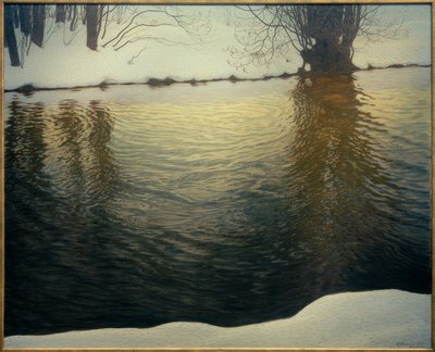 Winter Evening on the Riverbank by Gustaf Edolf Fjaestad