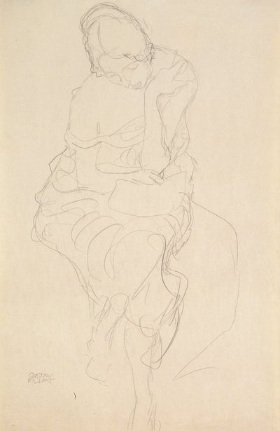 Seated on a Stool from the Front by Gustav Klimt