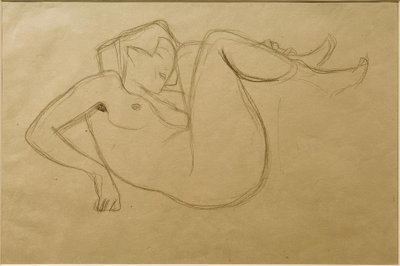 Crouching Female Nude with Drawn-Up Thighs (Study) by Gustav Klimt