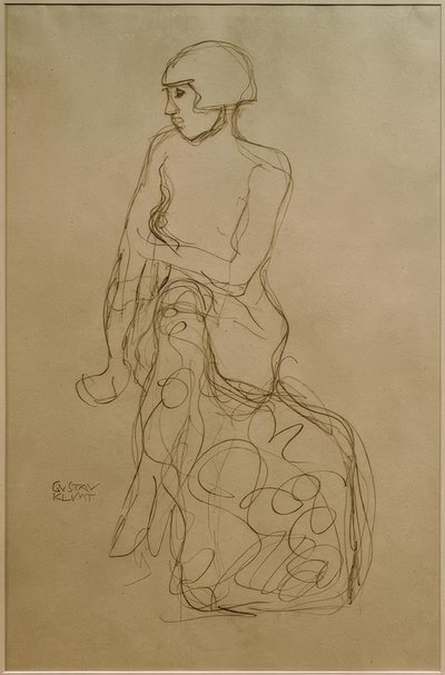 Seated Half-Nude Facing Left by Gustav Klimt