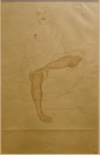 Seated Female Half-Nude from the Front by Gustav Klimt