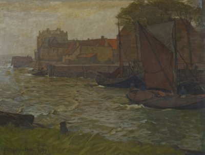 In the Harbor of Veere by Gustav Schönleber