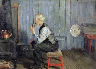 Man in Blue Kitchen by Gustav Wentzel