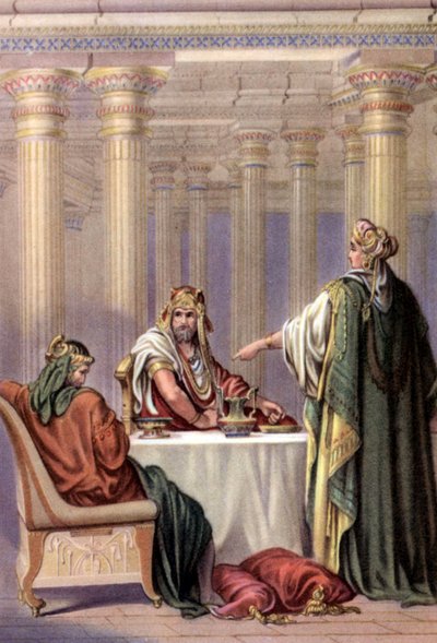 Esther denouncing Aman, c.1950s by Gustave (after) Dore