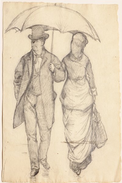 Man and Woman Under an Umbrella by Gustave Caillebotte
