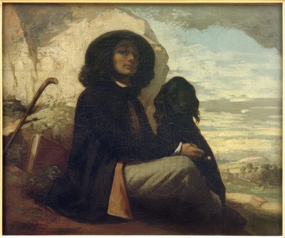 Courbet with Black Dog by Gustave Courbet
