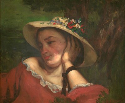 Woman with Flowers on Her Hat by Gustave Courbet