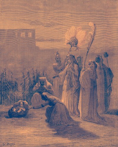 Moses in the bulrushes by Gustave Dore