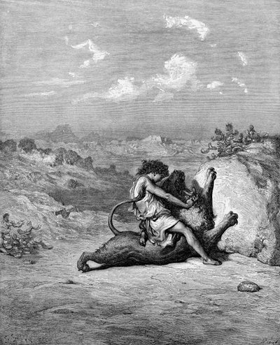 Samson slaying the lion by Gustave Dore