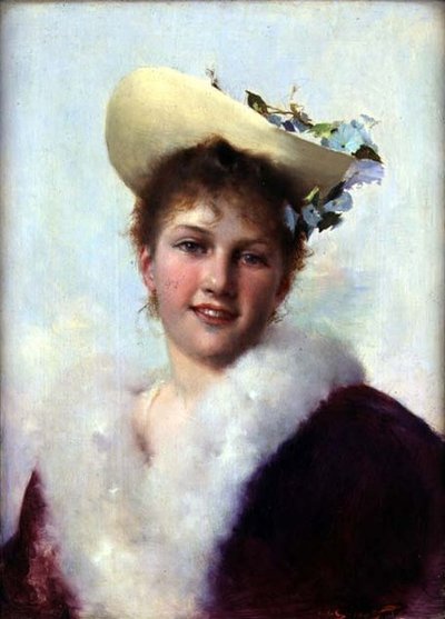 The Easter Bonnet by Gustave Jacquet