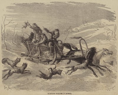 Hunting Wolves in Russia by Gustave Janet